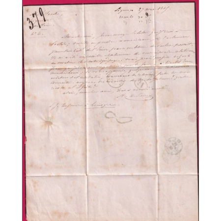 CAD TYPE 15 SORGES DORDOGNE OR LIGUEUX TAXE TAMPON 8 DECIME RURAL POUR LE HAVRE LETTRE COVER
