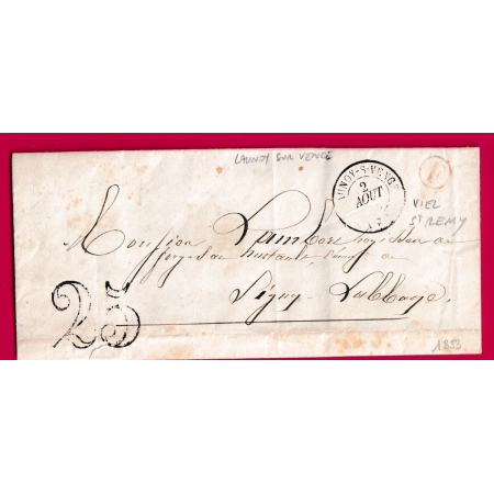 CAD TYPE 15 LAUNOY SUR VENCE ARDENNES BOITE RURALE ROUGE F VIEL ST REMY POUR SIGNY L'ABBAYE 1853 LETTRE COVER
