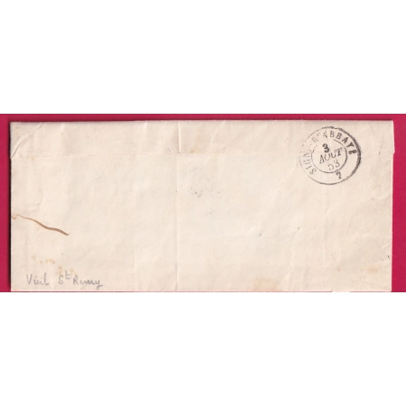 CAD TYPE 15 LAUNOY SUR VENCE ARDENNES BOITE RURALE ROUGE F VIEL ST REMY POUR SIGNY L'ABBAYE 1853 LETTRE COVER
