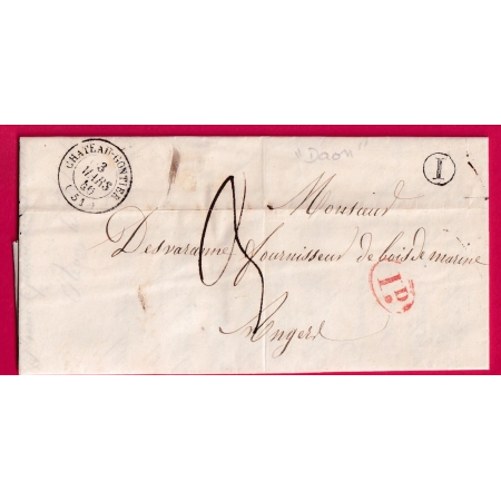 CAD TYPE 15 CHATEAU GONTIER 1846 MAYENNE BOITE RURALE I DAON DECIME RURAL POUR ANGERS LETTRE COVER