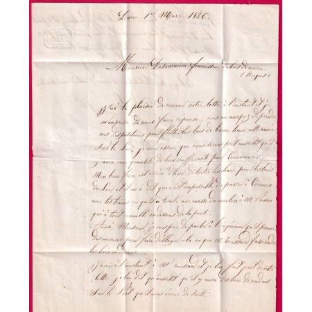 CAD TYPE 15 CHATEAU GONTIER 1846 MAYENNE BOITE RURALE I DAON DECIME RURAL POUR ANGERS LETTRE COVER