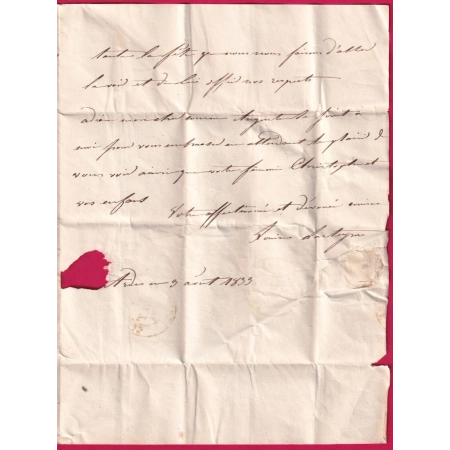CAD TYPE 11 ARDES PUY DE DOME 1833 POUR SAUXILLANGES INDICE 15 LETTRE COVER
