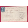 N°14 PC 1664 LAUNOY SUR VENCE ARDENNES BOITE RURALE ROUGE G DOMMERY POUR NANCY 1855 LETTRE COVER