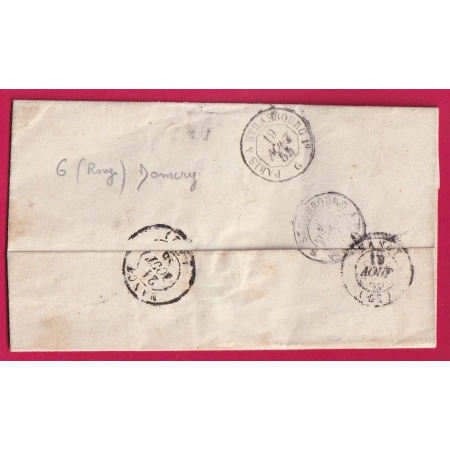 N°14 PC 1664 LAUNOY SUR VENCE ARDENNES BOITE RURALE ROUGE G DOMMERY POUR NANCY 1855 LETTRE COVER