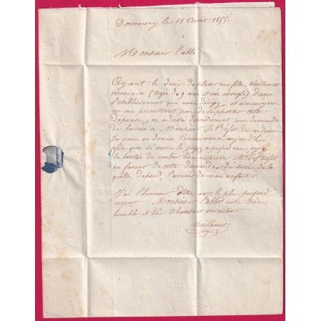 N°14 PC 1664 LAUNOY SUR VENCE ARDENNES BOITE RURALE ROUGE G DOMMERY POUR NANCY 1855 LETTRE COVER