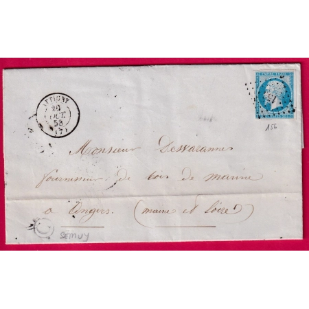 N°14 PC 156 ATTIGNY ARDENNES BOITE RURALE C SEMUY POUR ANGERS LETTRE COVER