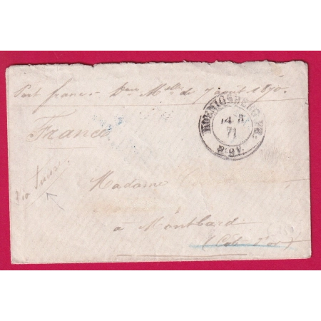 GUERRE 1870 PRISONNIER DE GUERRE KOENIGSBERG PRUSSE ALLEMAGNE POUR MONTBARD COTE D'OR LETTRE COVER
