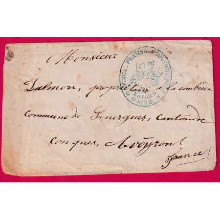 GUERRE 1870 PRISONNIER DE GUERRE MAINZ PRUSSE ALLEMAGNE POUR SENERGUES CONQUES AVEYRON LETTRE COVER