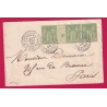 N°102 BANDE DE 3 MILLESIME 9 ST HILAIRE DU HARCOUET MANCHE 1899 POUR PARIS LETTRE COVER