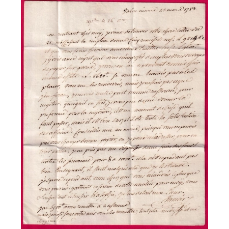 MARQUE VALENCIENNE NORD 1783 LENAIN N°9 INDICE 12 POUR LILLE NORD LETTRE COVER