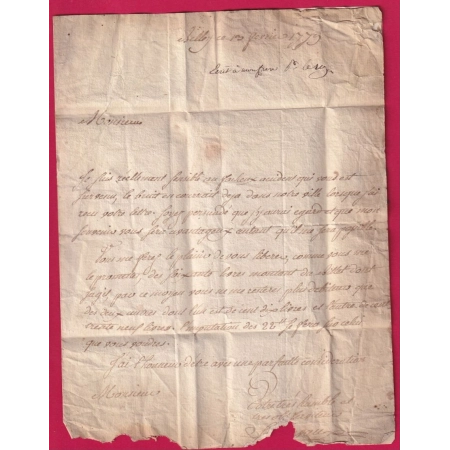 MARQUE BELLEY AIN 1779 LENAIN N°3 INDICE 10 POUR CHALON SUR SAONE ET LOIRE LETTRE COVER