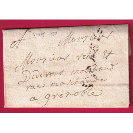 LETTRE PAR PORTEUR VINAY ISERE 1750 POUR GRENOBLE LETTRE COVER