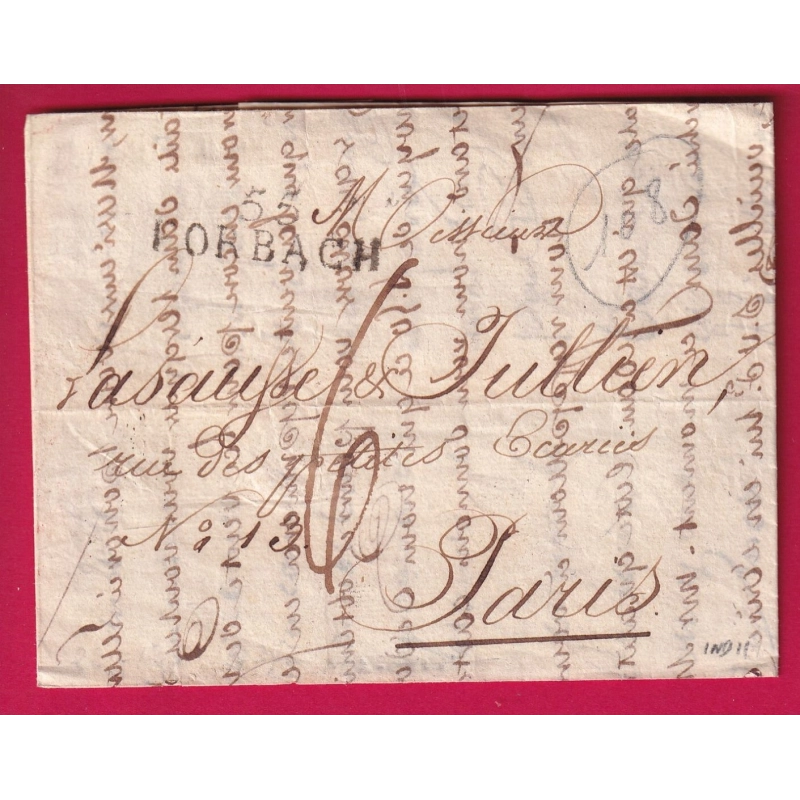 MARQUE 55 FORBACH MOSELLE1827 POUR PARIS LETTRE COVER