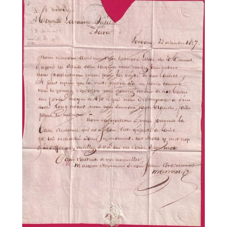 MARQUE 55 FORBACH MOSELLE1827 POUR PARIS LETTRE COVER