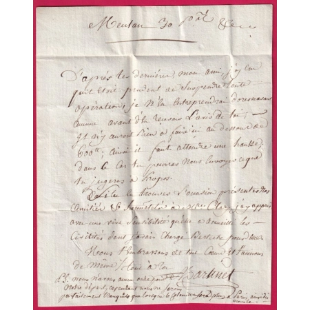MARQUE 72 MEULAN SEINE ET OISE 1792 POUR PARIS INDICE 14 LETTRE COVER