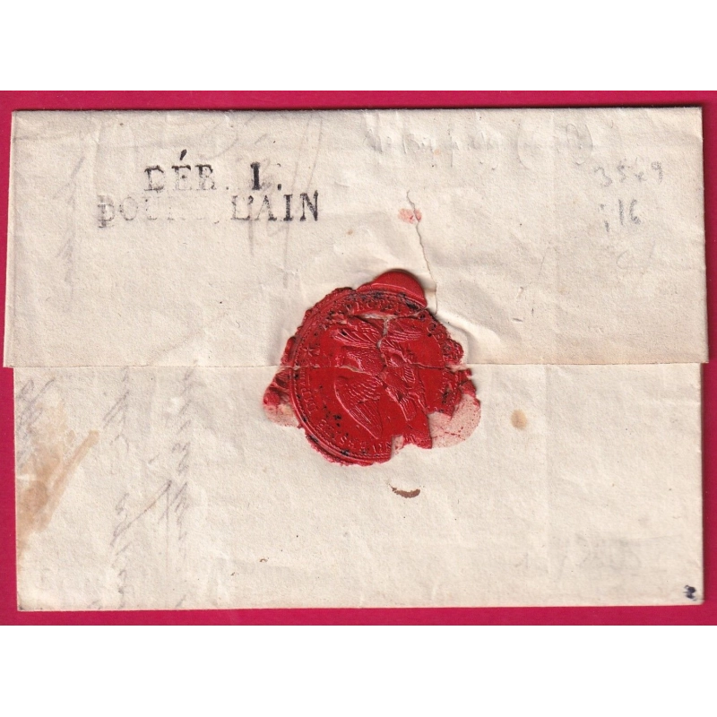 DEBOURSE DEB 1 BOURG L'AIN DEPART MARQUE CONQUIS 99 GENEVE SUISSE INDICE 16 LETTRE COVER