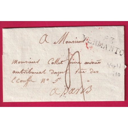 MARQUE 83 VERMANTON YONNE 1810 POUR PARIS INDICE 10 LETTRE COVER