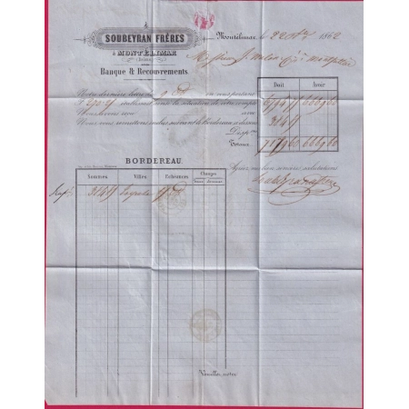 RARE PC DU GC SUR N°22 MONTELIMART DROME PC DU GC 2448 POUR MONTPELLIER HERAULT 22 DEC 1862 LETTRE COVER FRANCE