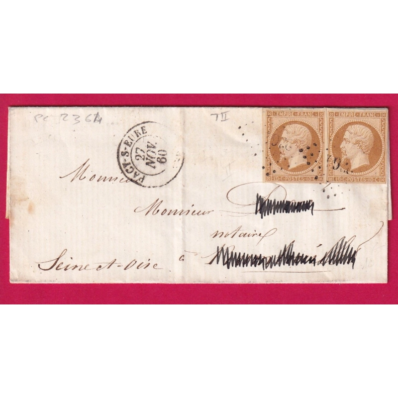 N°13B X2 PC 2364 PACY SUR EURE POUR RAMBOUILLET LETTRE COVER FRANCE