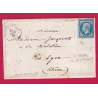 N°14 PC 102 L'ARBRESLE RHONE BOITE RURALE J LA TOUR DE SALVAGNY POUR LYON LA MULATIERE LETTRE COVER