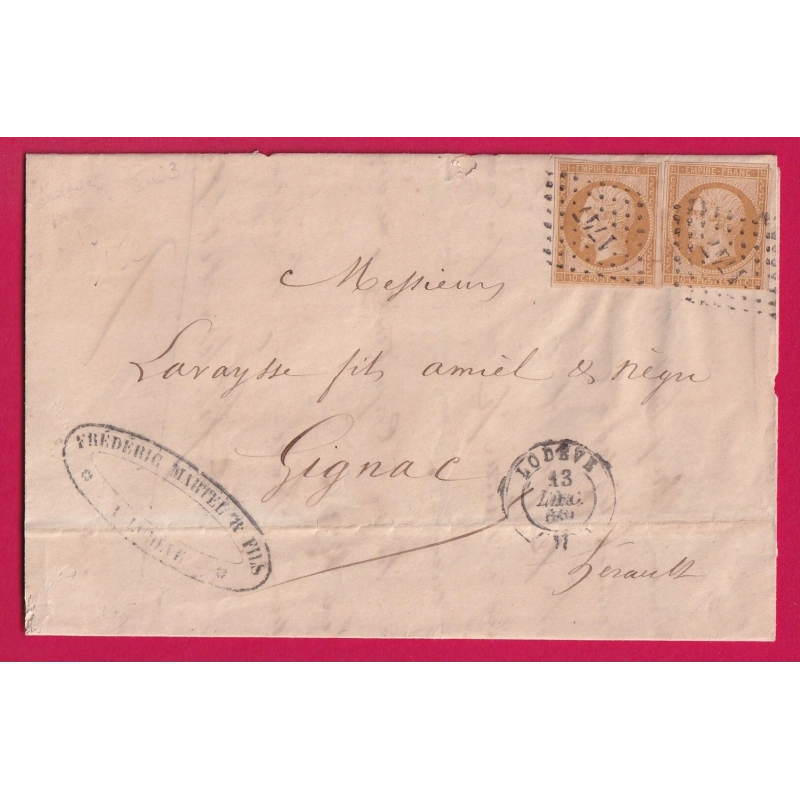 N°13 X2 PC 1747 LODEVE HERAULT POUR GIGNAC LETTRE COVER