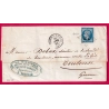 N°22 PC DU GC 4077 VALENCE SUR RHONE DROME CAD TYPE 15 INDICE 18 POUR TOULOUSE 11 JANVIER 1863 LETTRE COVER FRANCE