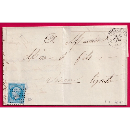 N°22 PC DU GC 886 LA CHAPELLE EN VERCORS CAD TYPE 22 POUR VOIRON ISERE INDICE 17 LETTRE COVER FRANCE