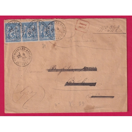 N°79 BANDE DE TROIS ST GERMAIN LES BELLES HAUTE VIENNE RECOMMANDE LETTRE COVER ETIQUETTE PUB