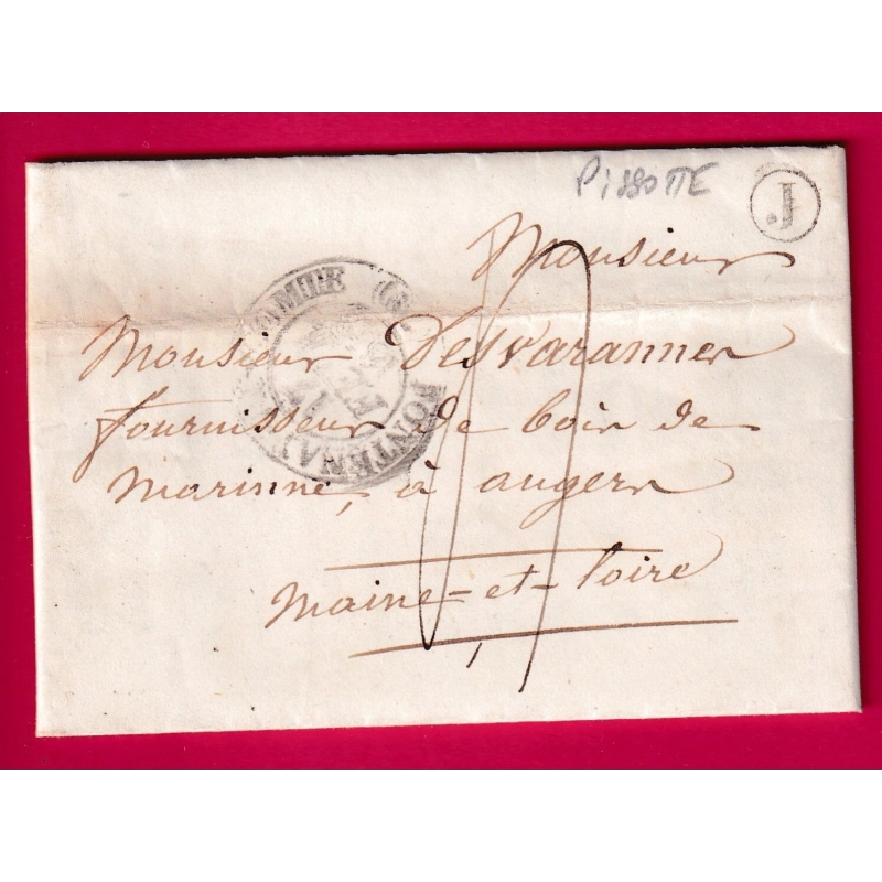 CAD TYPE 13 FONTENAY LE COMTE VENDEE 1848 BOITE RURALE J PISSOTTE POUR ANGERS LETTRE COVER