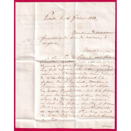 CAD TYPE 13 FONTENAY LE COMTE VENDEE 1848 BOITE RURALE J PISSOTTE POUR ANGERS LETTRE COVER