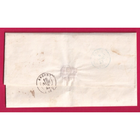 CAD TYPE 15 SEDAN ARDENNES 1845 BOITE RURALE O DOUZY POUR ANGERS MAINE ET LOIRE LETTRE COVER
