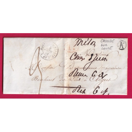CAD TYPE 15 MONTREUIL BELLAY MAINE ET LOIRE BOITE RURALE K CHOUZE SUR LOIRE POUR ANGERS LETTRE COVER