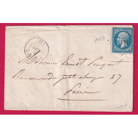 N°22 PC DU GC 1457 EXCIDEUIL DORDOGNE INDICE 17 POUR PARIS LETTRE COVER