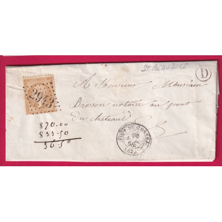 N°21 GC 2943 PONT DU CHATEAU PUY DE DOME BOITE RURALE D SAINT BEAUZIRE LETTRE COVER FRANCE