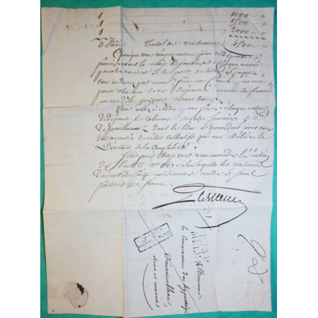MARQUE P73P MELUN SEINE ET MARNE POUR FONTAINEBLEAU + CACHET PRIVE 28x12 1825 LETTRE COVER FRANCE