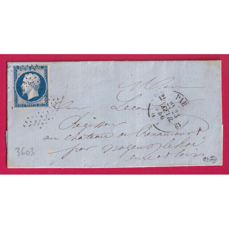 N°14 PARIS ROULETTE ETOILE + PARIS ROUTE 12 POUR NOGENT LE ROTROU INDICE 16 LETTRE COVER FRANCE