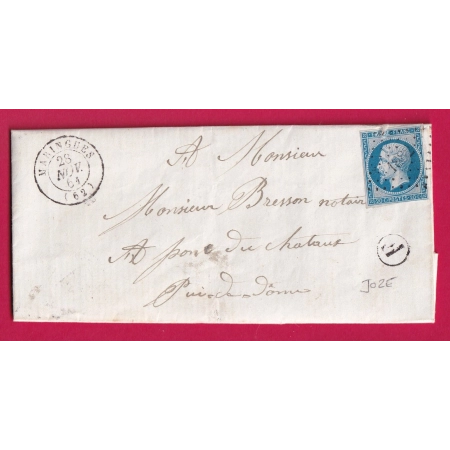 N°14 PC 1882 MARINGUES PUY DE DOME BOITE RURALE F JOZE POUR PONT DU CHATEAU LETTRE COVER FRANCE