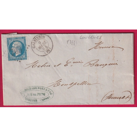 N°22 GC 709 CALVISSON GARD OR CONGENIES POUR MONTPELLIER HERAULT LETTRE COVER FRANCE