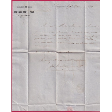 N°22 GC 709 CALVISSON GARD OR CONGENIES POUR MONTPELLIER HERAULT LETTRE COVER FRANCE