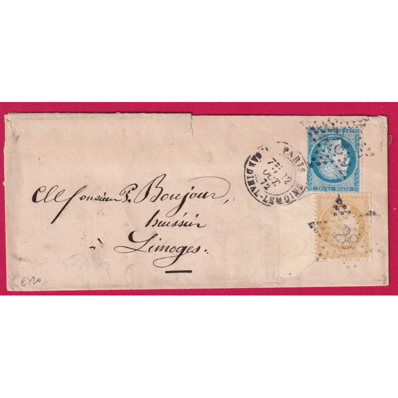 N°59 BDF 60 PARIS ETOILE 28 PARIS R CARDINAL LEMOINE POUR LIMOGES HAUTE VIENNE LETTRE COVER