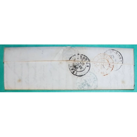 CAD TYPE 14 ST NICOLAS DU PORT MEURTHE BOITE RURALE A DOMBASLE POUR ROUEN + CACHET TRANSIT PARIS ROUGE BLEU VERSO 1848
