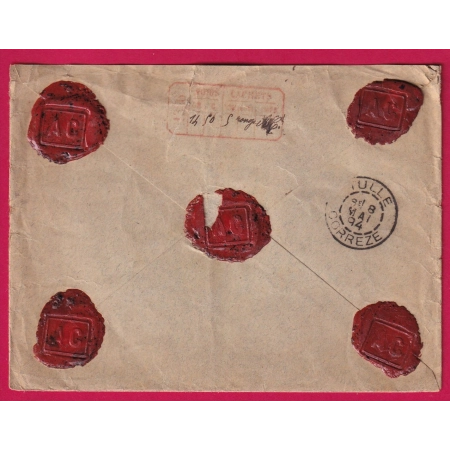 N°96 98 DONZENAC CORREZE LETTRE CHARGE POUR TULLE 1894 COVER
