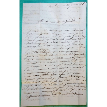 CAD TYPE 14 ST NICOLAS DU PORT MEURTHE BOITE RURALE A DOMBASLE POUR ROUEN + CACHET TRANSIT PARIS ROUGE BLEU VERSO 1848