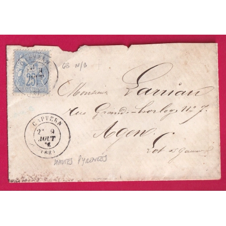 N°68 N/B CAPVERN HAUTES PYRENEES POUR AGEN LOT ET GARONNE CONVOYEUR STATION AU DOS LETTRE COVER