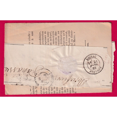 N°94 RODEZ AVEYRON RECOMMANDE RETOUR ENVOYEUR 3137 RIGNAC 1888 LETTRE COVER