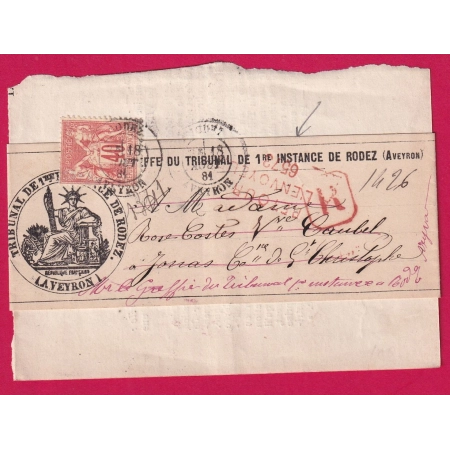 N°94 RODEZ AVEYRON RECOMMANDE RETOUR ENVOYEUR 6573 ST CHRISTOPHE LETTRE COVER