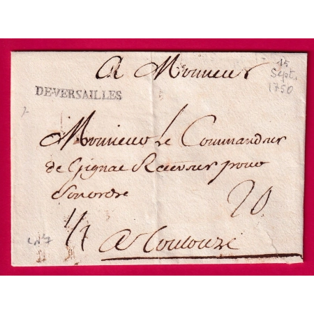 MARQUE DE VERSAILLES SEINE ET OISE LENAIN N°7 1750 POUR TOULOUSE LETTRE COVER