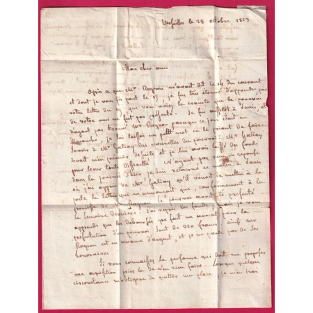 MARQUE P72P VERSAILLES SEINE ET OISE EN ROUGE + PPPP ENCADRE POUR TARBES HAUTES PYRENEES 1823 LETTRE COVER