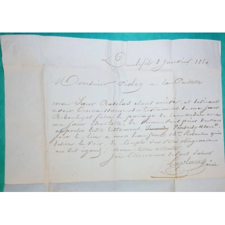 CAD TYPE 14 DIEULEFIT DROME CL CORRESPONDANCE LOCALE TAXE 1 POUR LA PAILLETTE MONTJOUX 1850 LETTRE COVER FRANCE
