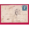 N°14 PARIS BUREAU C TAXE TAMPON 5 AFFR INSUF C EN ROUGE POUR ANNECY HAUTE SAVOIE 1859 LETTRE COVER